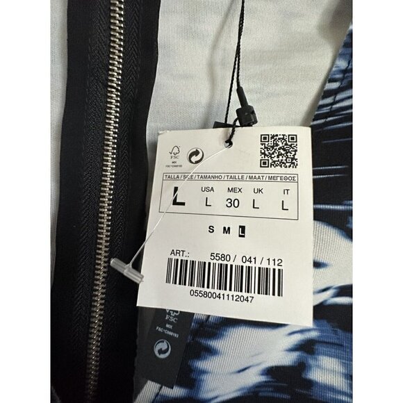 Zara Dress Womens Large W‎ and B Collection Bodycon Blue Black V Neck New - Picture 5 of 7